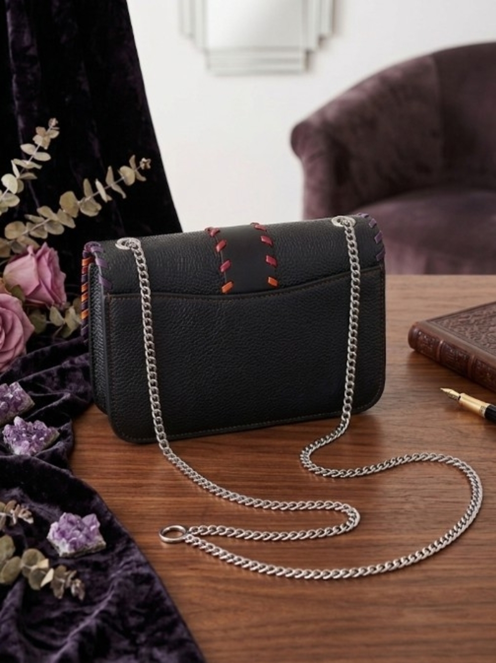 Coach Georgie Leather Crossbody Bag w/  Multicolor Stitching NWOT - Picture 2 of 7